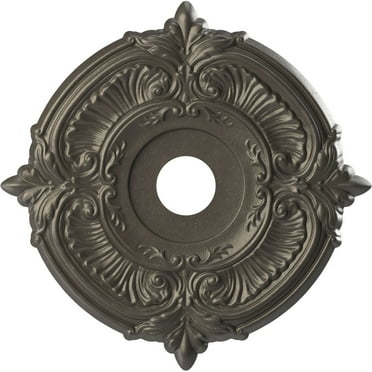 Ekena Millwork 19"OD x 3 1/2"ID x 1"P Attica Thermoformed PVC Ceiling Medallion (Fits Canopies up to 6 3/4"), Universal Aged Metallic Weathered Steel