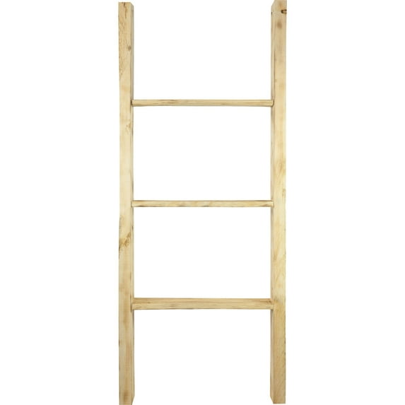 Ekena Millwork 19"W x 48"H x 3 1/2"D Vintage Farmhouse 3 Rung Ladder, Barnwood Decor Collection, Natural Barnwood