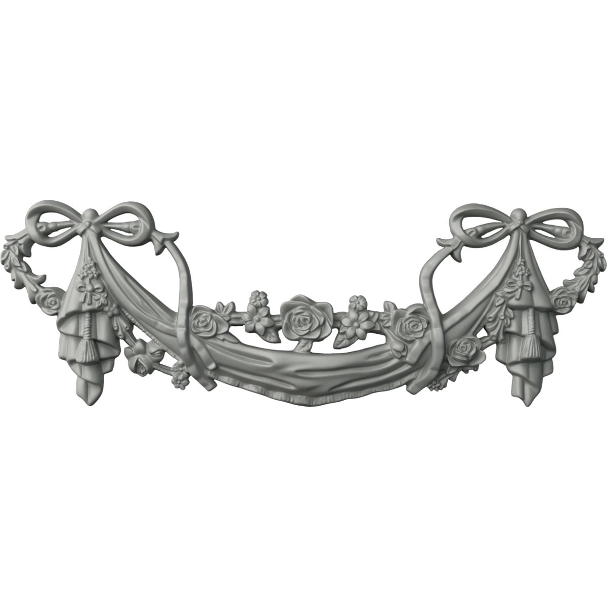 Ekena Millwork 19"W x 6 1/2"H x 1 1/8"P Bow & Flower Swag Onlay