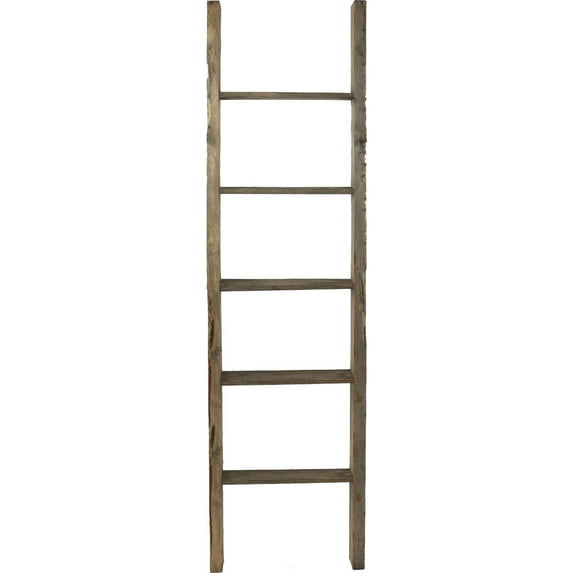 Ekena Millwork 19"W x 72"H x 3 1/2"D Vintage Farmhouse 5 Rung Ladder, Barnwood Decor Collection, Pebble Grey