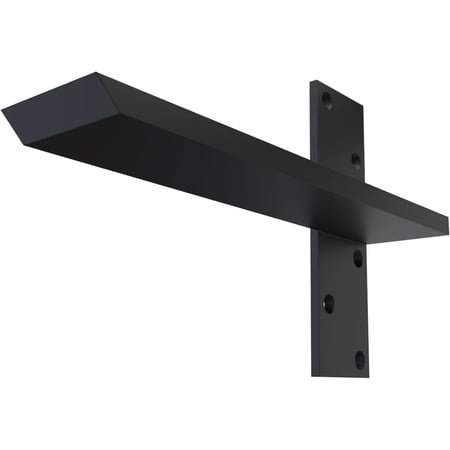Ekena Millwork 2 1/2"W x 12"D Floating Steel Heavy Duty Wall Mount, Powder Coated Black