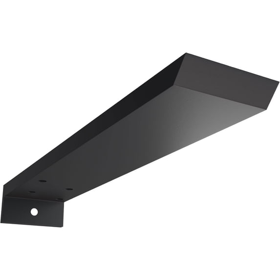 Ekena Millwork 2 1/2"W x 12"D x 1 1/2"H Hidden Floating Steel Heavy Duty Bracket w/ Flange, Powder Coated Black
