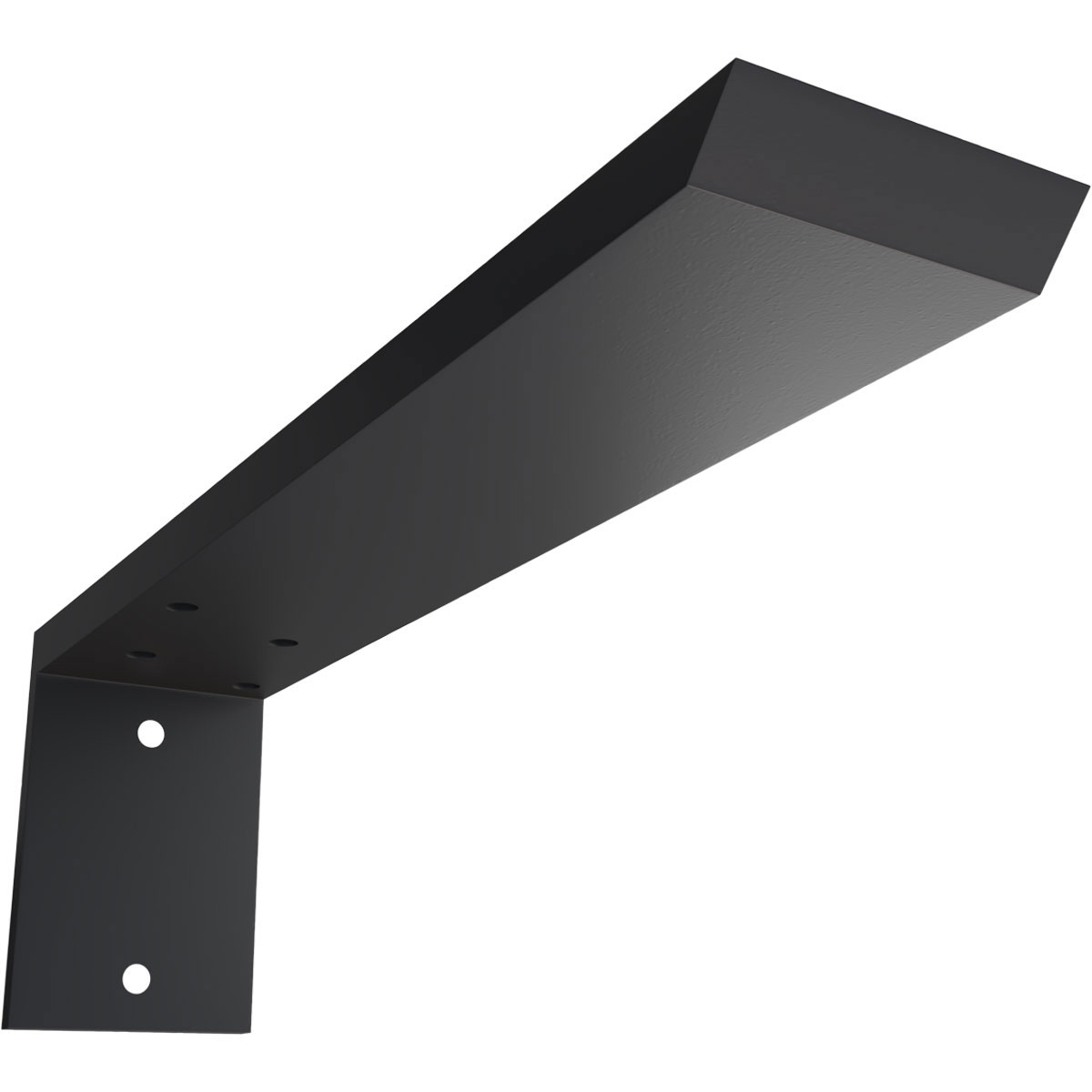 Ekena Millwork 2 1/2"W x 12"D x 4"H Hidden Support Steel Heavy Duty Bracket w/ Back Plate, Powder Coated Black