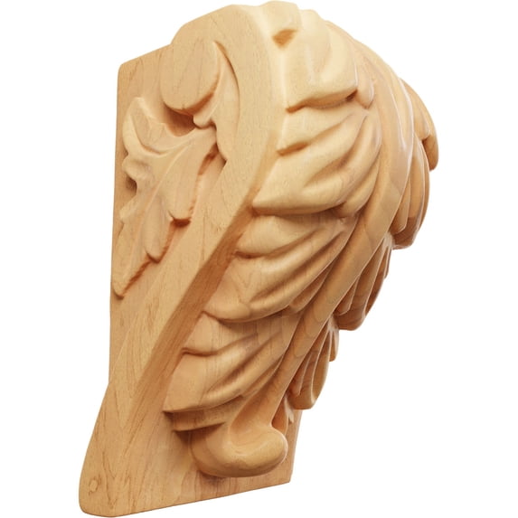 Ekena Millwork 2 1/2"W x 2 1/4"D x 4"H Small Acanthus Leaf Block Corbel, Red Oak