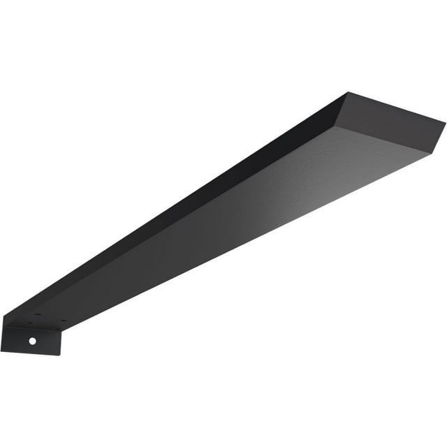 Ekena Millwork 2 1/2"W x 22"D x 1 1/2"H Hidden Floating Steel Heavy Duty Bracket w/ Flange, Powder Coated Black