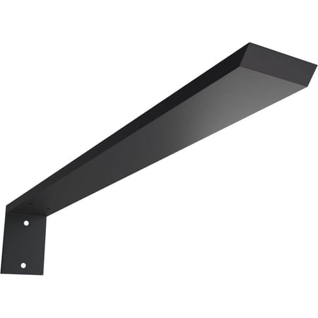 Ekena Millwork 2 1/2"W x 22"D x 4"H Hidden Support Steel Heavy Duty Bracket w/ Back Plate, Powder Coated Black