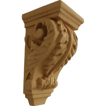 Ekena Millwork 2 1/4"W x 2 1/4"D x 4 1/4"H Extra Small Acanthus Wood Corbel, Alder