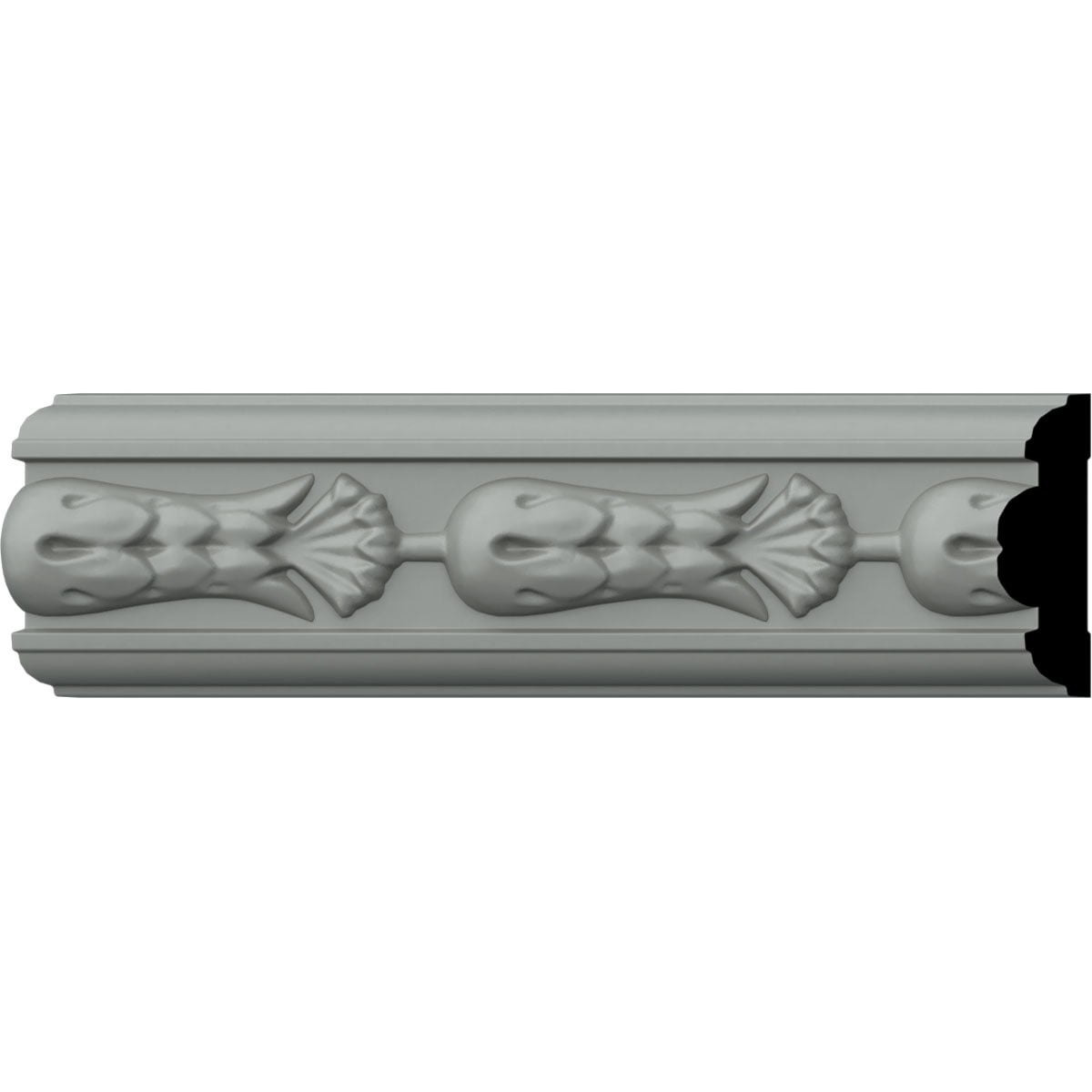 Crendon Gray Polyurethane Decorative Crown Moulding 94.5" Length - 2 Pack