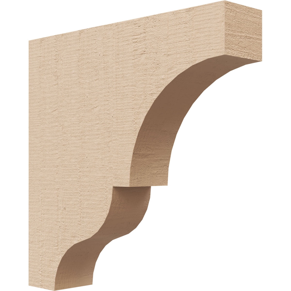 2"W x 10"D x 10"H Thin Asheboro Rough Cedar Woodgrain TimberThane Corbel, Primed Tan