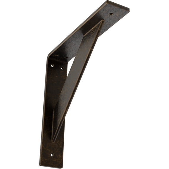 Ekena Millwork 2"W x 10"D x 10"H Traditional Steel Bracket, Antiqued Brass