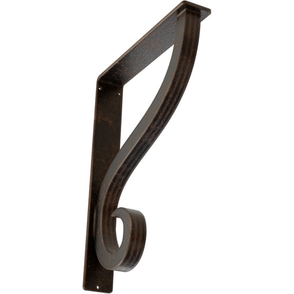 Ekena Millwork 2"W x 10"D x 12"H Ashford Triple, Wrought Iron Bracket, (Triple center brace), Antiqued Bronze