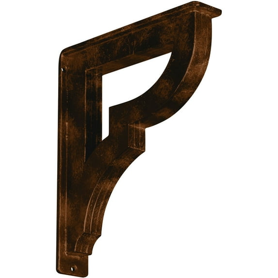 Ekena Millwork 2"W x 10"D x 12"H Bradford Wrought Iron Bracket, (Triple center brace), Antiqued Bronze