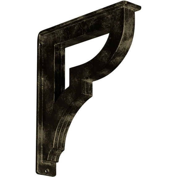 Ekena Millwork 2"W x 10"D x 12"H Bradford Wrought Iron Bracket, (Triple center brace), Antiqued Pale Gold