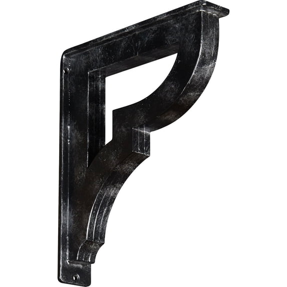 Ekena Millwork 2"W x 10"D x 12"H Bradford Wrought Iron Bracket, (Triple center brace), Antiqued Silver