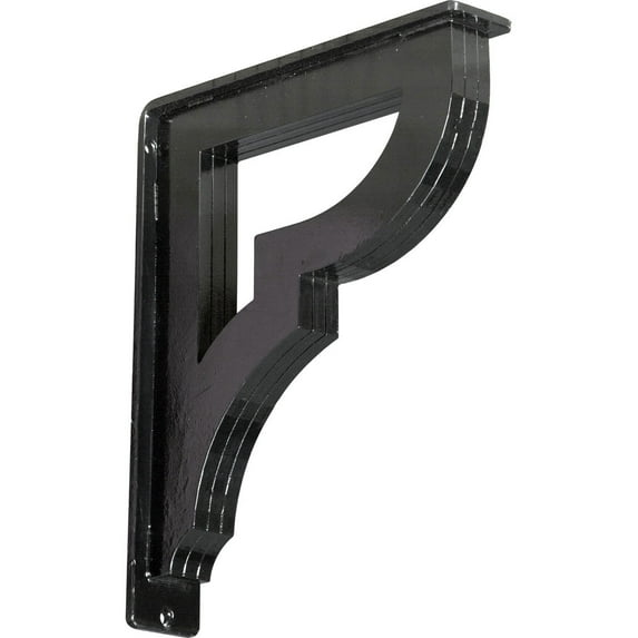 Ekena Millwork 2"W x 10"D x 12"H Bradford Wrought Iron Bracket, (Triple center brace), Powder Coated Black