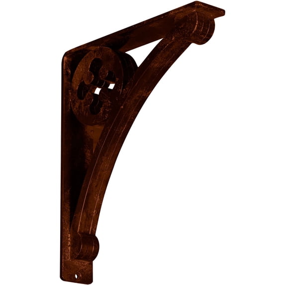 Ekena Millwork 2"W x 10"D x 12"H Crawley Wrought Iron Bracket, (Triple center brace), Antiqued Copper