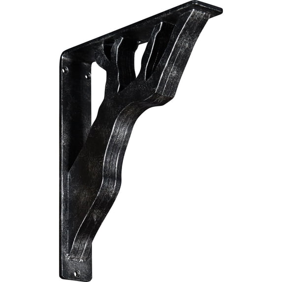 Ekena Millwork 2"W x 10"D x 12"H Damon Wrought Iron Bracket, (Triple center brace), Antiqued Silver