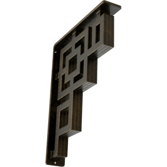 Ekena Millwork 2"W x 10"D x 12"H Eris Wrought Iron Bracket, (Triple center brace), Antiqued Brass