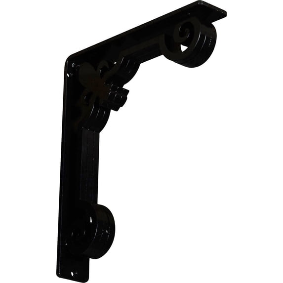 Ekena Millwork 2"W x 10"D x 12"H Fleur De Lis Wrought Iron Bracket, (Triple center brace) (6-Pack)