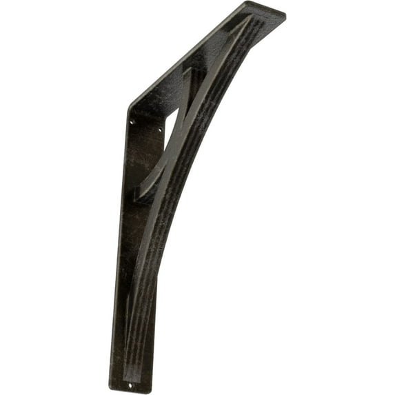 Ekena Millwork 2"W x 10"D x 12"H Galveston Wrought Iron Bracket, (Triple center brace), Antiqued Warm Silver