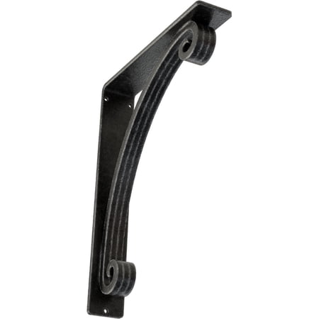 Ekena Millwork 2"W x 10"D x 12"H Legacy Wrought Iron Bracket, (Triple center brace), Antiqued Pewter