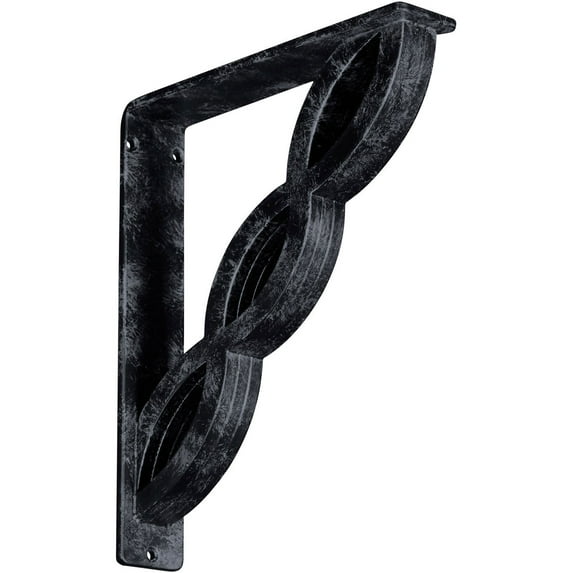 Ekena Millwork 2"W x 10"D x 12"H Loera Wrought Iron Bracket, (Triple center brace), Antiqued Pewter