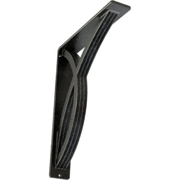 Ekena Millwork 2"W x 10"D x 12"H Miller Wrought Iron Bracket, (Triple center brace), Antiqued Pewter