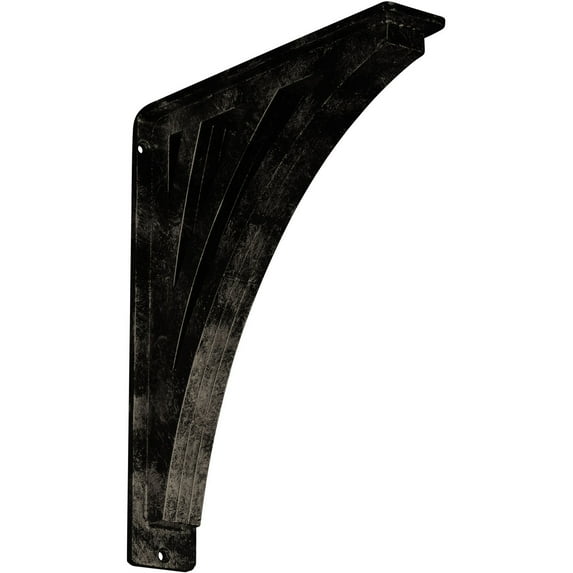 Ekena Millwork 2"W x 10"D x 12"H Nevio Wrought Iron Bracket, (Triple center brace), Antiqued Pale Gold