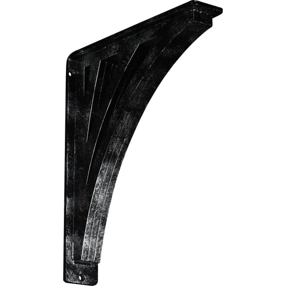 Ekena Millwork 2"W x 10"D x 12"H Nevio Wrought Iron Bracket, (Triple center brace), Antiqued Silver