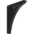 thumbnail image 1 of Ekena Millwork 2"W x 10"D x 12"H Nevio Wrought Iron Bracket, (Triple center brace), Powder Coated Black, 1 of 7