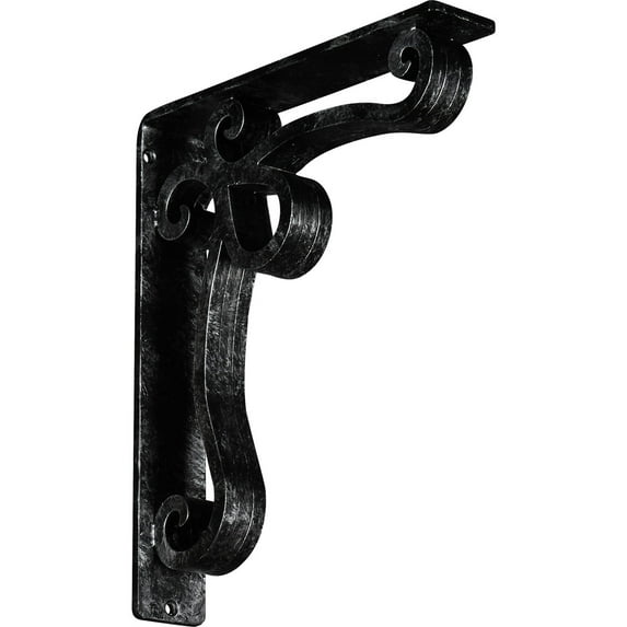 Ekena Millwork 2"W x 10"D x 12"H Orleans Wrought Iron Bracket, (Triple center brace), Antiqued Silver