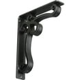 thumbnail image 1 of Ekena Millwork 2"W x 10"D x 12"H Orleans Wrought Iron Bracket, (Triple center brace), Powder Coated Black, 1 of 8
