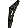thumbnail image 1 of Ekena Millwork 2"W x 10"D x 12"H Tristan Wrought Iron Bracket, (Triple center brace), Antiqued Warm Silver, 1 of 8