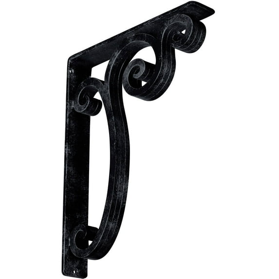 Ekena Millwork 2"W x 12"D x 15"H Avery Wrought Iron Bracket, (Triple center brace), Antiqued Pewter