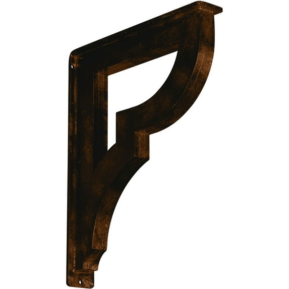 Ekena Millwork 2"W x 12"D x 15"H Bradford Wrought Iron Bracket, (Triple center brace), Antiqued Bronze