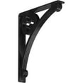 thumbnail image 1 of Ekena Millwork 2"W x 12"D x 15"H Crawley Wrought Iron Bracket, (Triple center brace), Powder Coated Black, 1 of 11