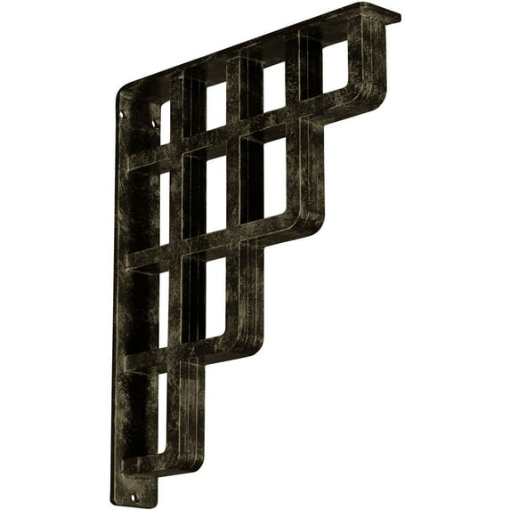 Ekena Millwork 2"W x 12"D x 15"H Diane Wrought Iron Bracket, (Triple center brace), Antiqued Pale Gold