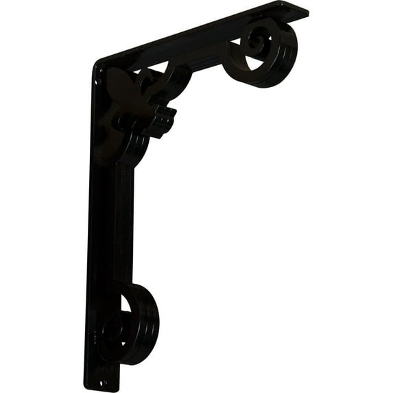 Ekena Millwork 2"W x 12"D x 15"H Fleur De Lis Wrought Iron Bracket, (Triple center brace) (6-Pack)