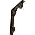 thumbnail image 1 of Ekena Millwork 2"W x 12"D x 15"H Fleur De Lis Wrought Iron Bracket, (Triple center brace), Antiqued Bronze, 1 of 8