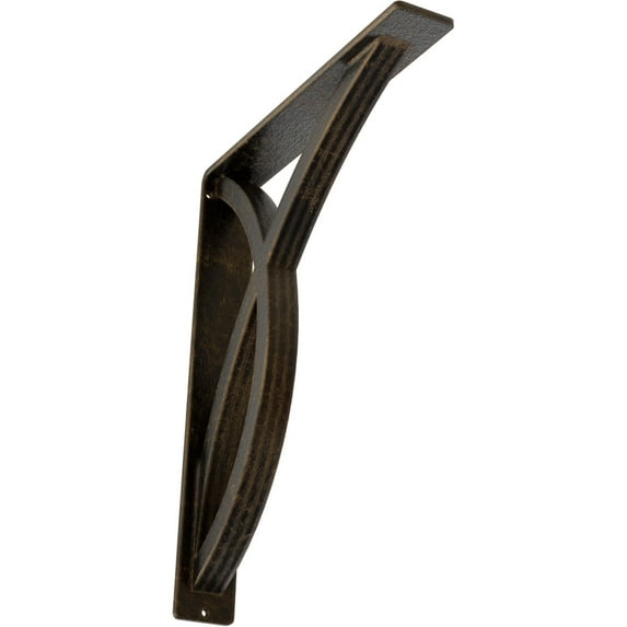 Ekena Millwork 2"W x 12"D x 15"H Miller Wrought Iron Bracket, (Triple center brace), Antiqued Brass