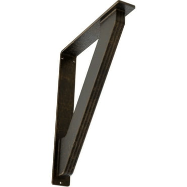 Ekena Millwork 2"W x 12"D x 15"H Traditional Wrought Iron Bracket, (Triple center brace), Antiqued Brass
