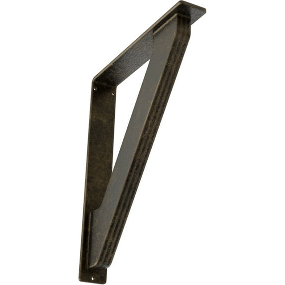 Ekena Millwork 2"W x 12"D x 15"H Traditional Wrought Iron Bracket, (Triple center brace), Antiqued Pale Gold