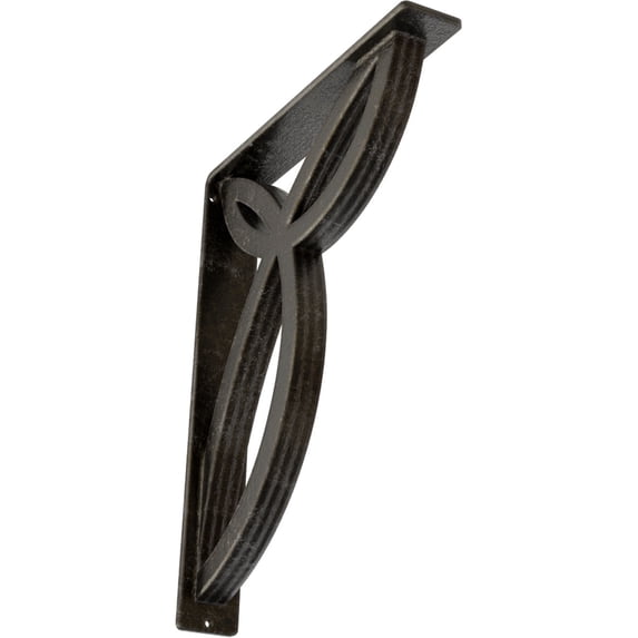 Ekena Millwork 2"W x 12"D x 15"H Versailles Wrought Iron Bracket, (Triple center brace), Antiqued Warm Silver