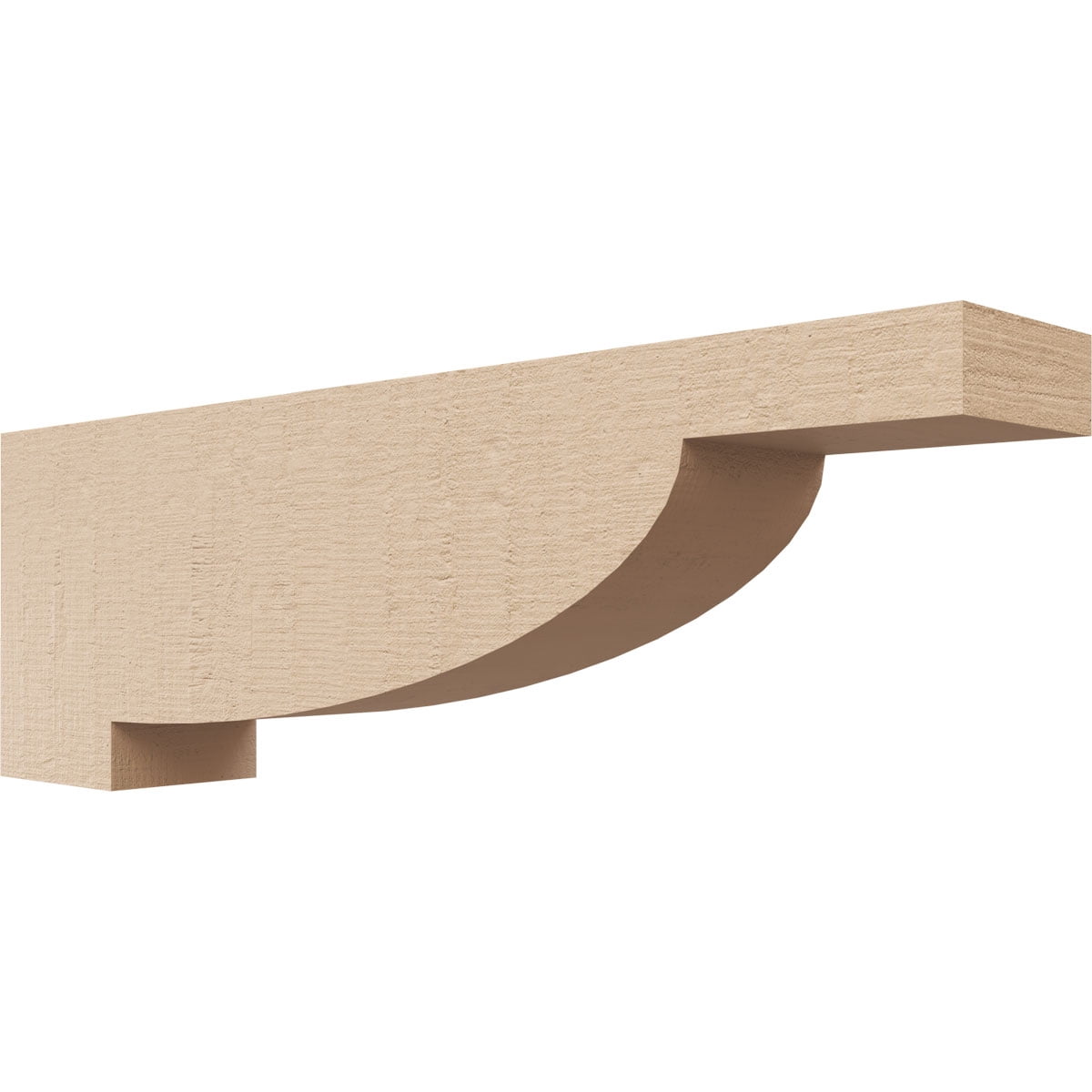 2"W x 12"D x 4"H Thin Alpine Rough Cedar Woodgrain TimberThane Corbel, Primed Tan