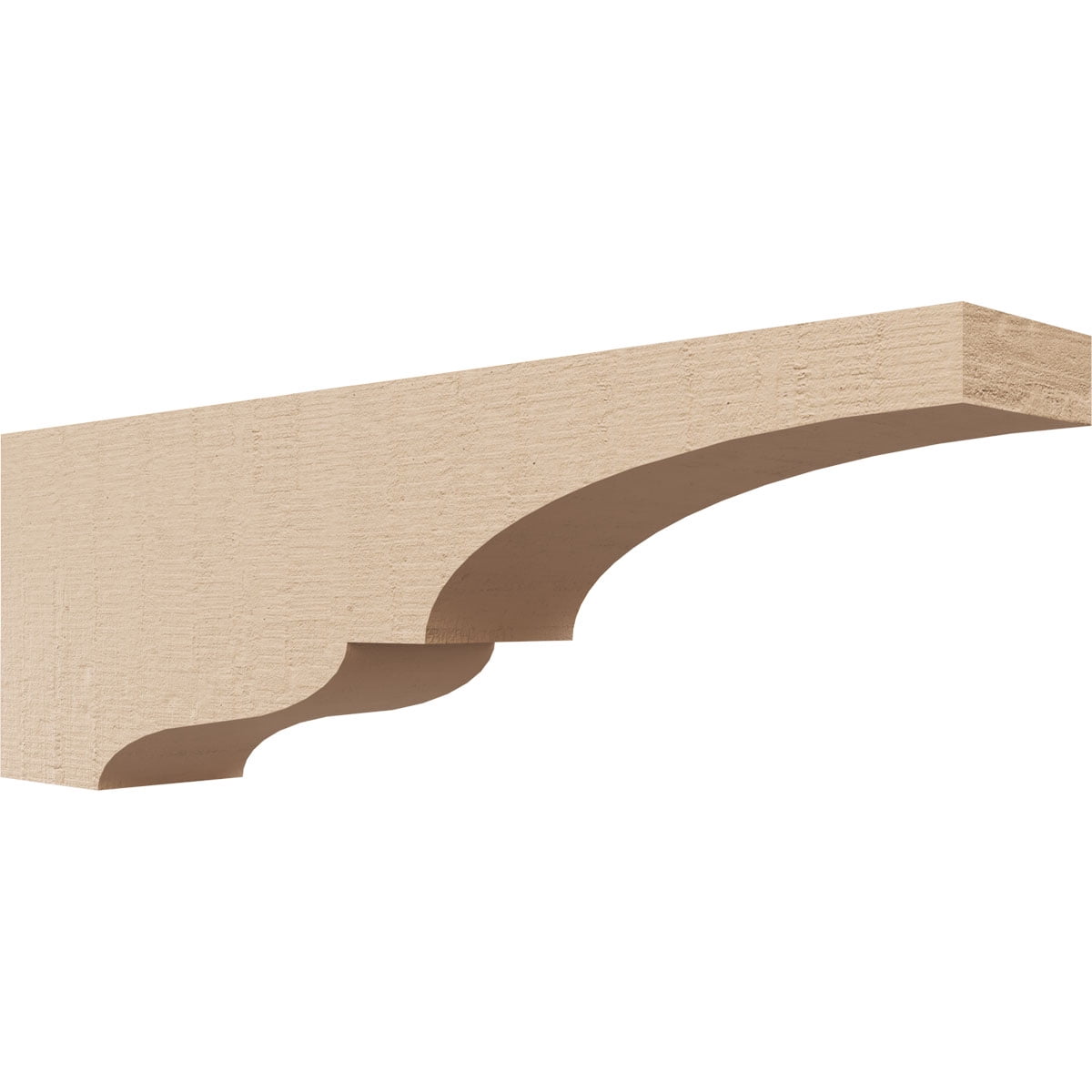 2"W x 12"D x 4"H Thin Asheboro Rough Cedar Woodgrain TimberThane Corbel, Primed Tan
