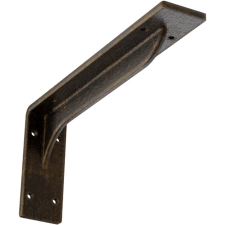 Ekena Millwork 2"W x 12"D x 5 1/4"H Embrey Steel Bracket, Antiqued Brass