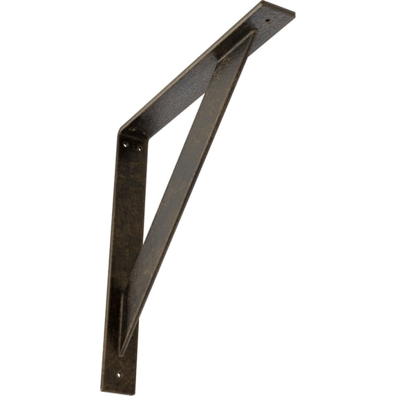 Ekena Millwork 2"W x 16"D x 16"H Traditional Steel Bracket, Antiqued Pale Gold