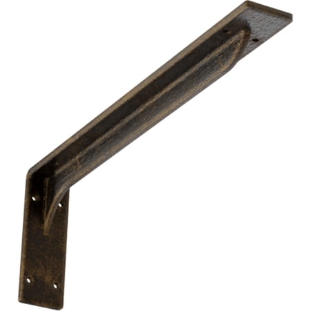 Ekena Millwork 2"W x 18"D x 6 1/2"H Embrey Steel Bracket, Antiqued Brass