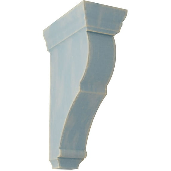 Ekena Millwork 2"W x 4 1/2"D x 8"H Small Rojas Wood Vintage Decor Corbel, Driftwood Blue
