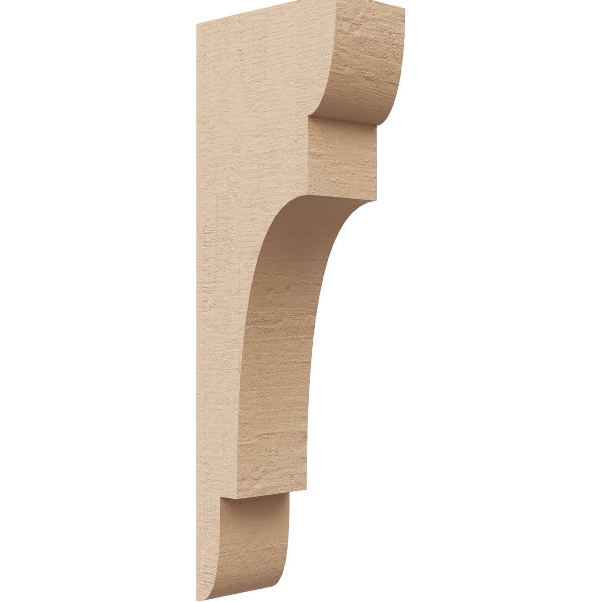 2"W x 4"D x 12"H Thin New Brighton Rough Cedar Woodgrain TimberThane Corbel, Primed Tan